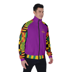 KENTE BUTAN PRPLE Men's Stand Collar Jacket