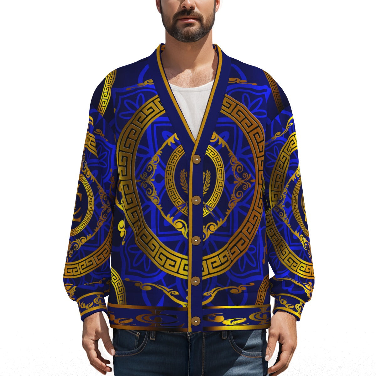 LCC RICH BLUE Unisex V-neck Cardigan