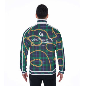PLAID IN GOLD Men's Stand Collar Jacket