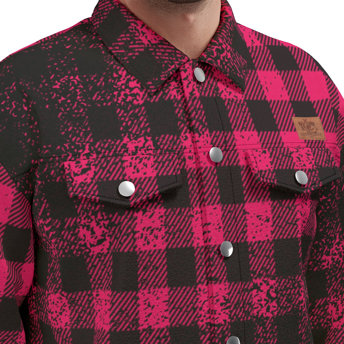 DUSTY PLAID PINKISH Unisex Lapel Jacket Cotton