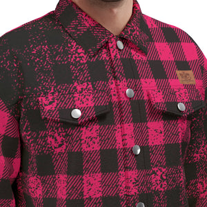 DUSTY PLAID PINKISH Unisex Lapel Jacket Cotton