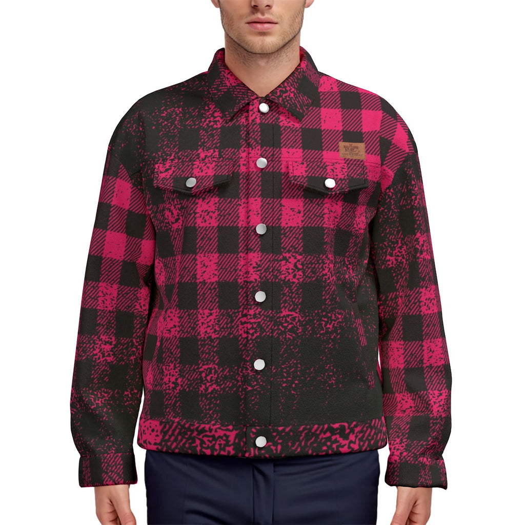 DUSTY PLAID PINKISH Unisex Lapel Jacket Cotton