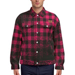 DUSTY PLAID PINKISH Unisex Lapel Jacket Cotton