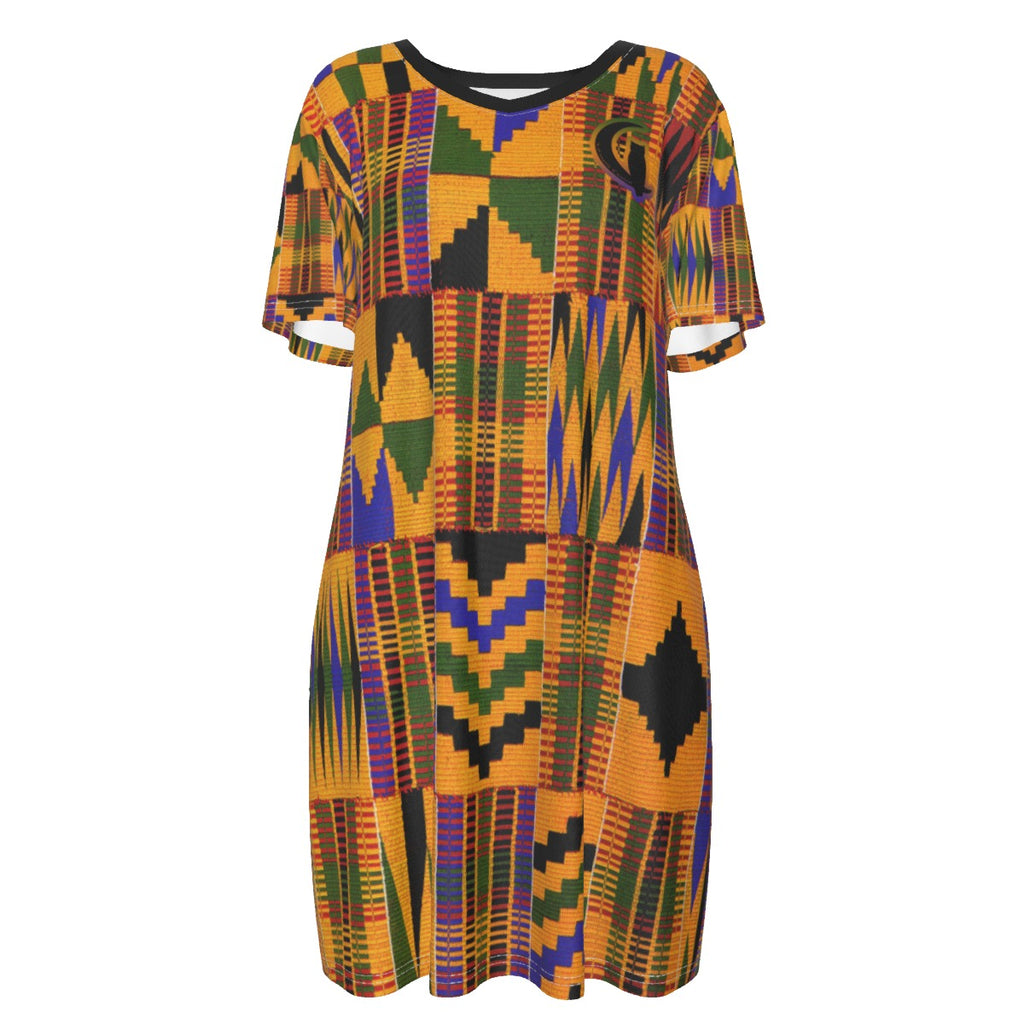 KENTE ATEF Women's Short Sleeve Waist Dress