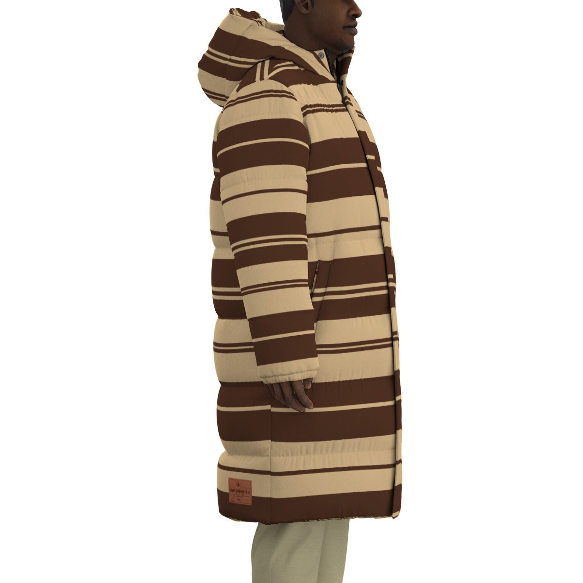 STRIPES BRWN Unisex Long Down Jacket
