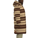 STRIPES BRWN Unisex Long Down Jacket