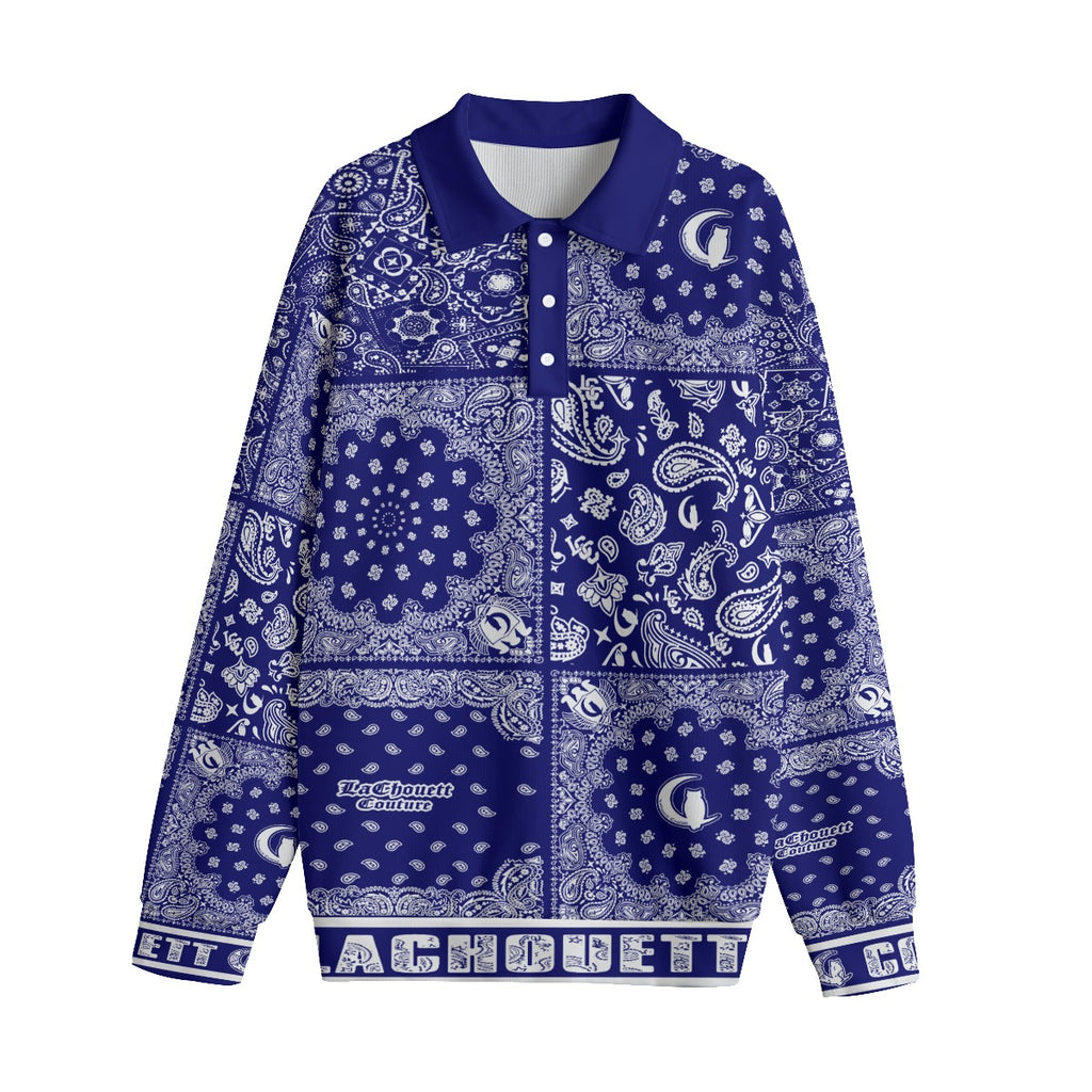 BANDANA MIX NAVY Unisex Lapel Collar Sweater