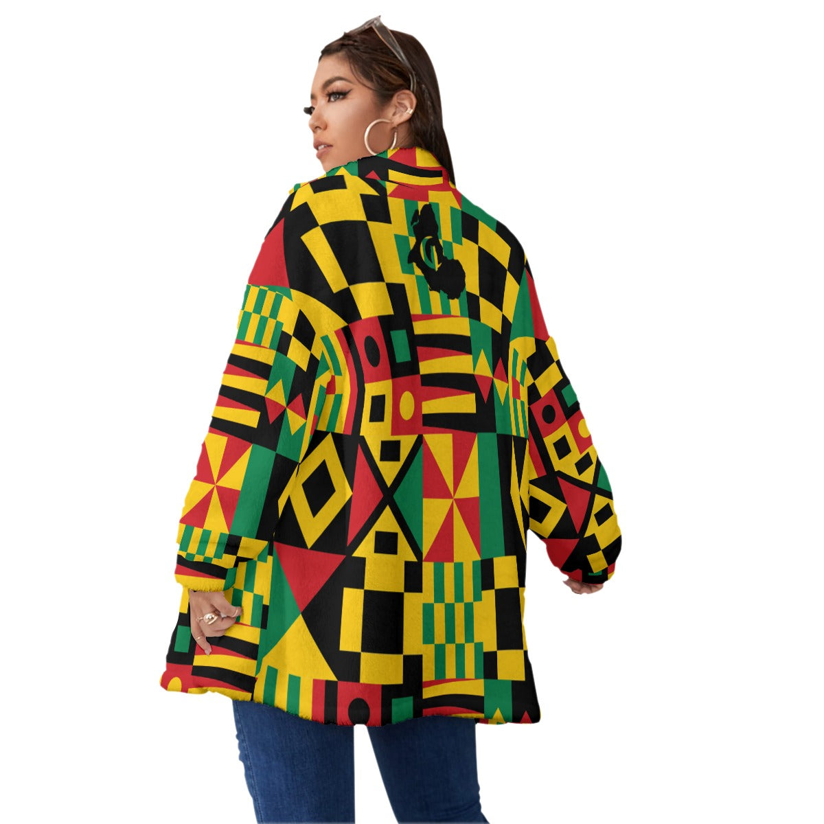 KENTE BUTAN Women's Borg Fleece Stand-up Collar Coat