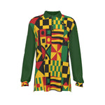 KENTE BUTAN GREEN Men's Long Sleeve Polo Shirt