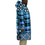 FLEXIN PLAID SKYBLUE Unisex Long Down Jacket