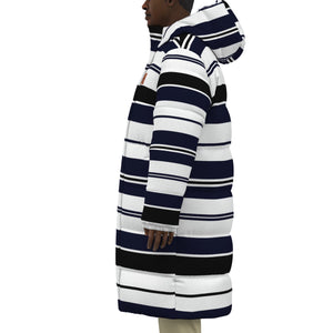 STRIPES BLCWHT Unisex Long Down Jacket