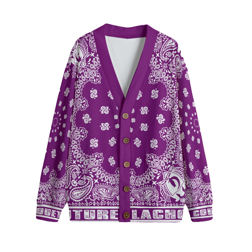 BANDANA GRAPES Unisex V-neck Cardigan With Button Closure