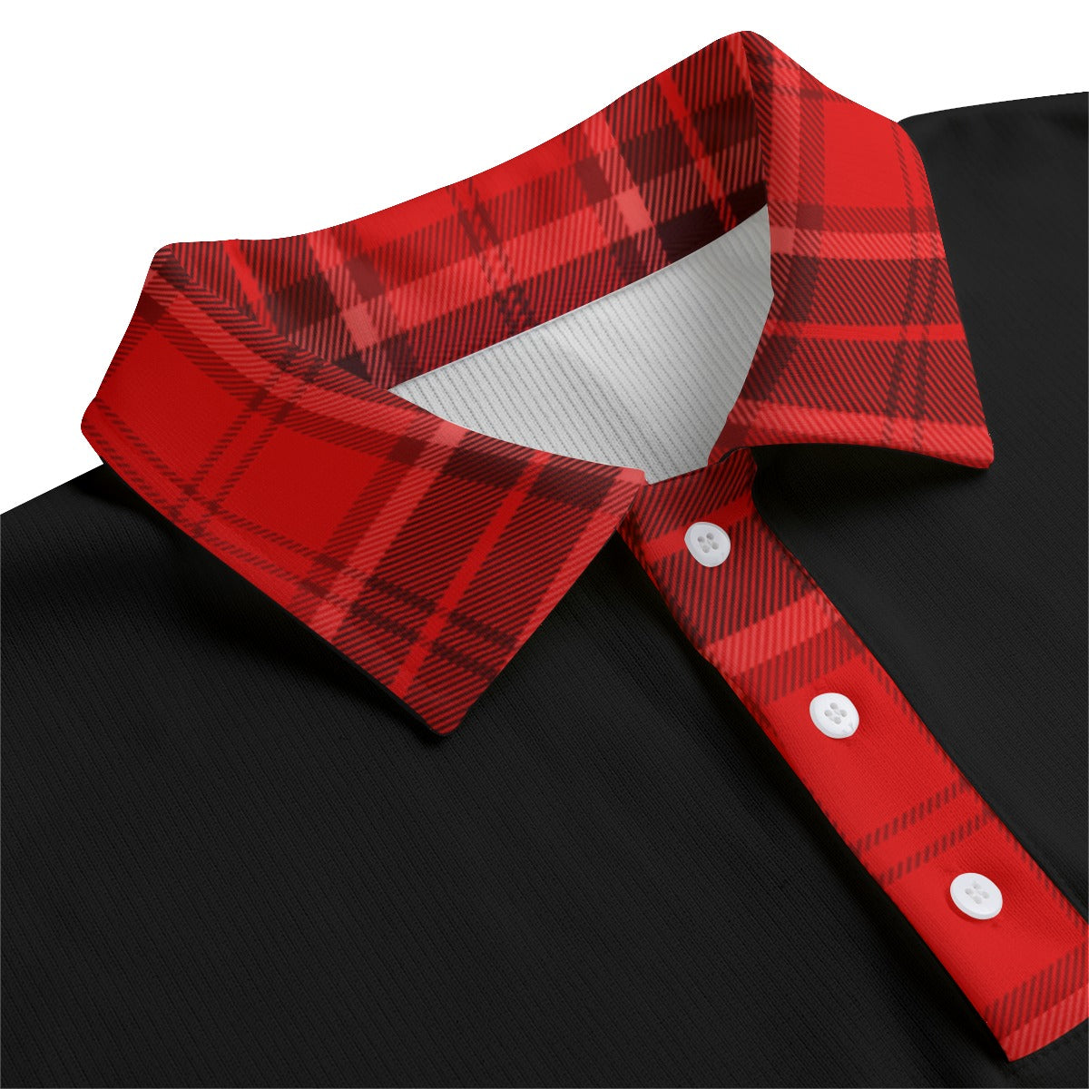 PLAID STYLE RED Unisex Lapel Collar Sweater