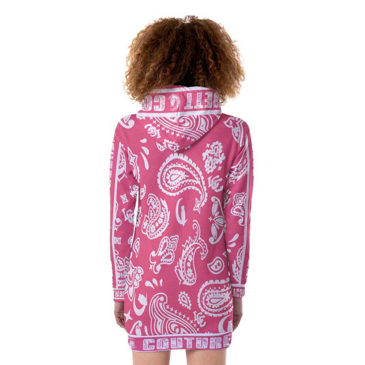 BANDANA PAISLEY PINKISH Women's Heavy Fleece Long Hoodie