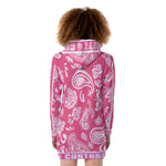BANDANA PAISLEY PINKISH Women's Heavy Fleece Long Hoodie