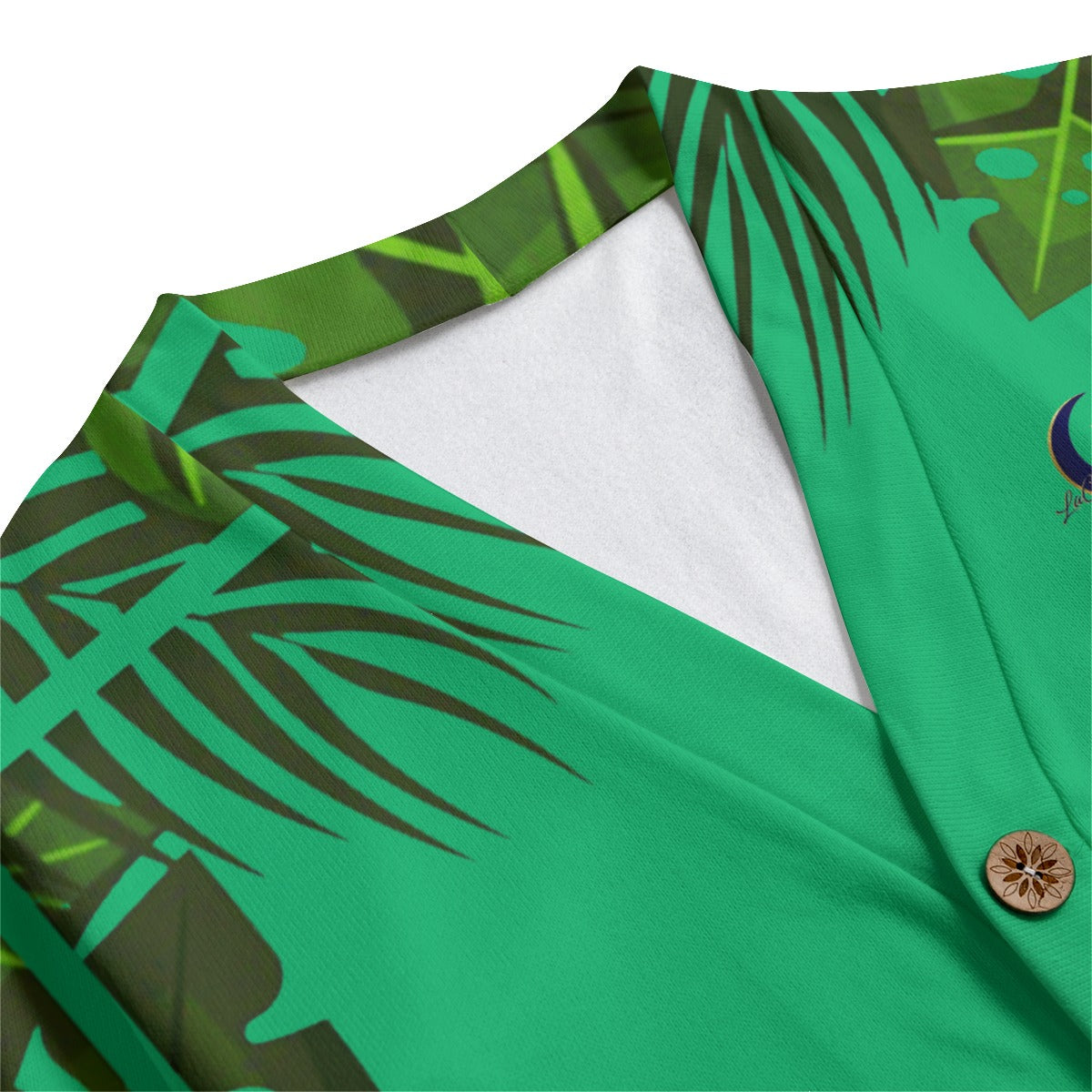 TROPICAL KWEEN FOREST Unisex V-neck Cardigan With Button Closure