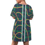 PLAID IN GOLD Women's Drop-Shoulder T-Shirt with Side Split and Shorts