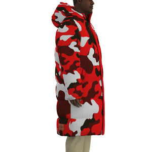 CAMOUFLAGE RED Unisex Long Down Jacket