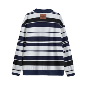 STRIPE UP NAVY Unisex V-neck Cardigan With Button Closure