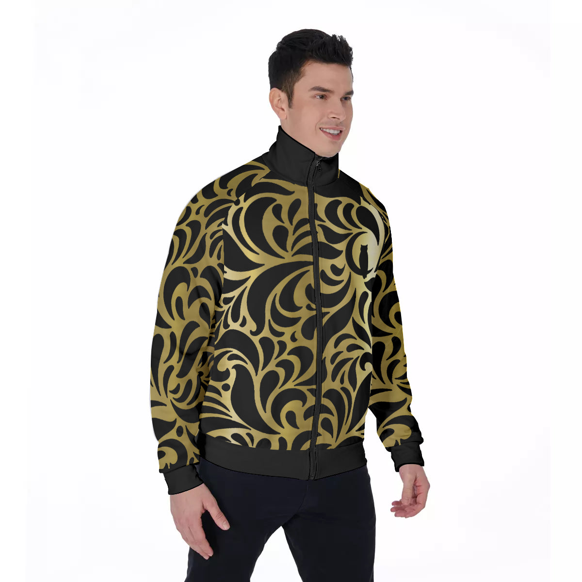 GORGEOUS LEAF GOLD Men's Stand Collar Jacket