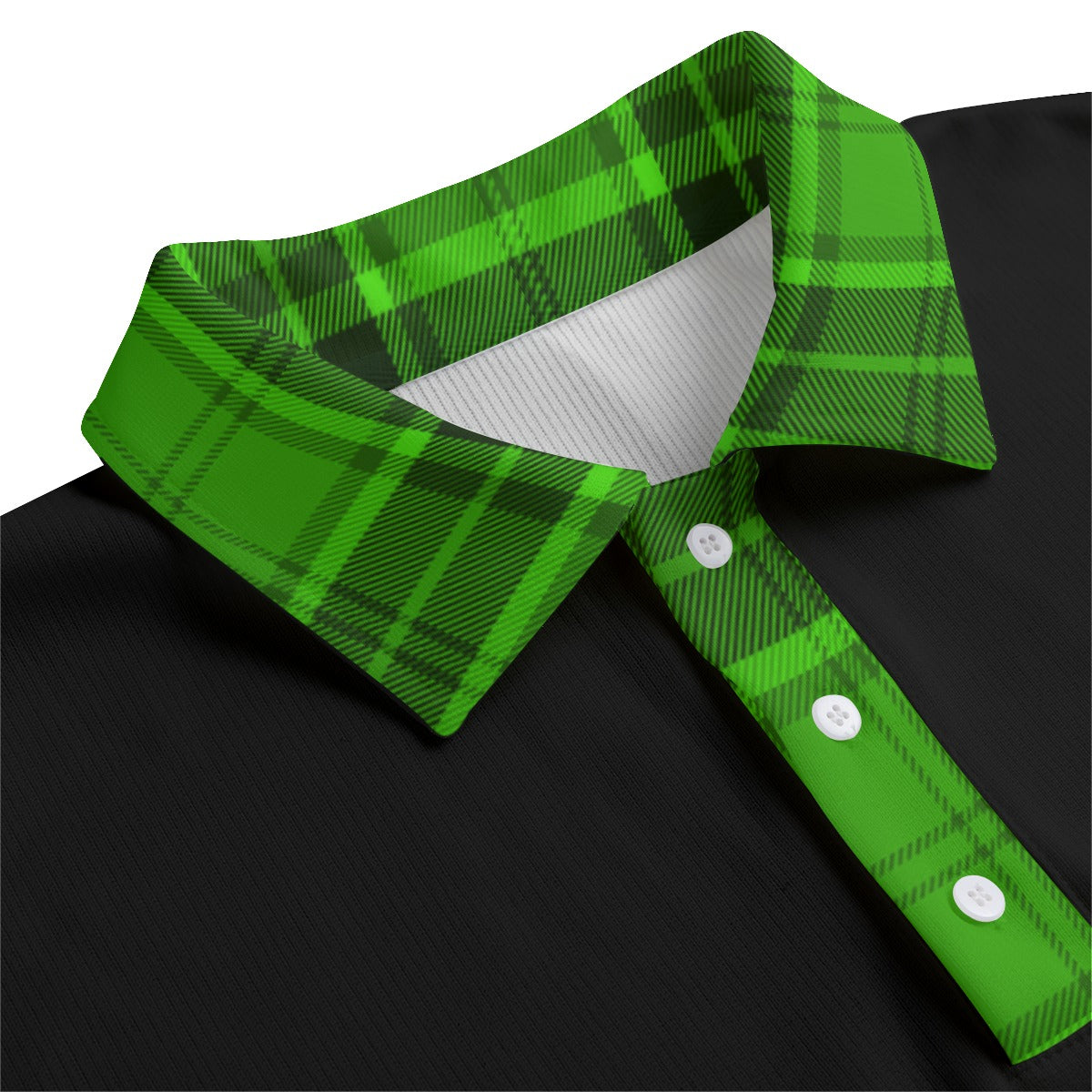 PLAID STYLE GREEN Unisex Lapel Collar Sweater