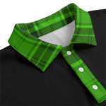 PLAID STYLE GREEN Unisex Lapel Collar Sweater
