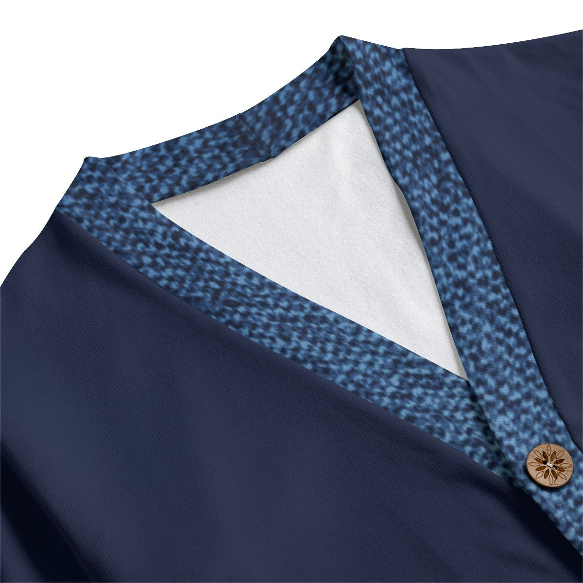 LCC DENIM BLEU NAVY Unisex V-neck Cardigan With Button Closure