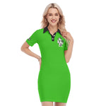 GET YA WALK ON GREEN Women's Polo Collar Dress