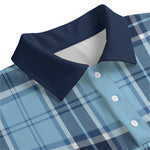 PLAID STYLE BLUE Unisex Lapel Collar Sweater