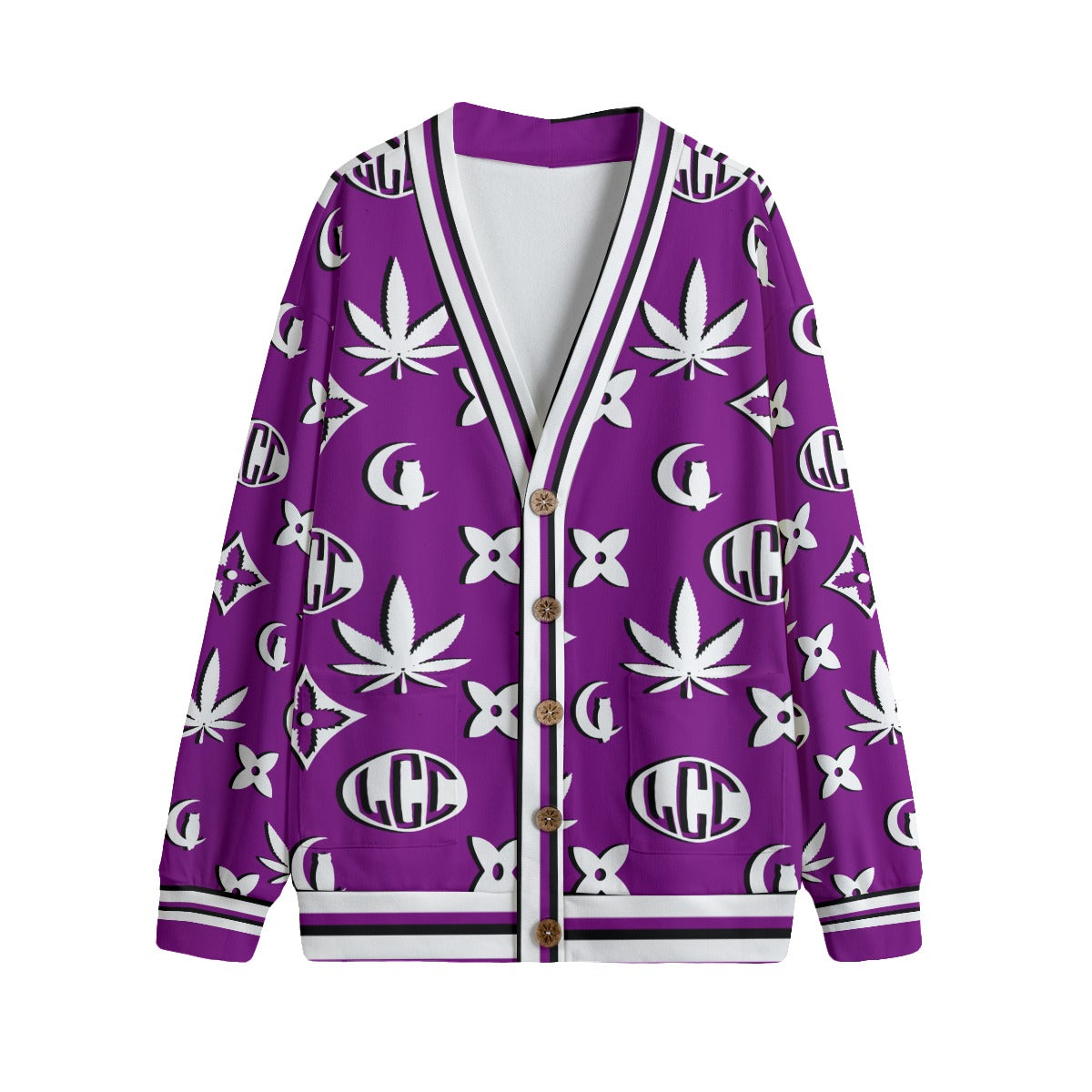 WEEDY LCC GRAPES Unisex V-neck Cardigan With Button Closure