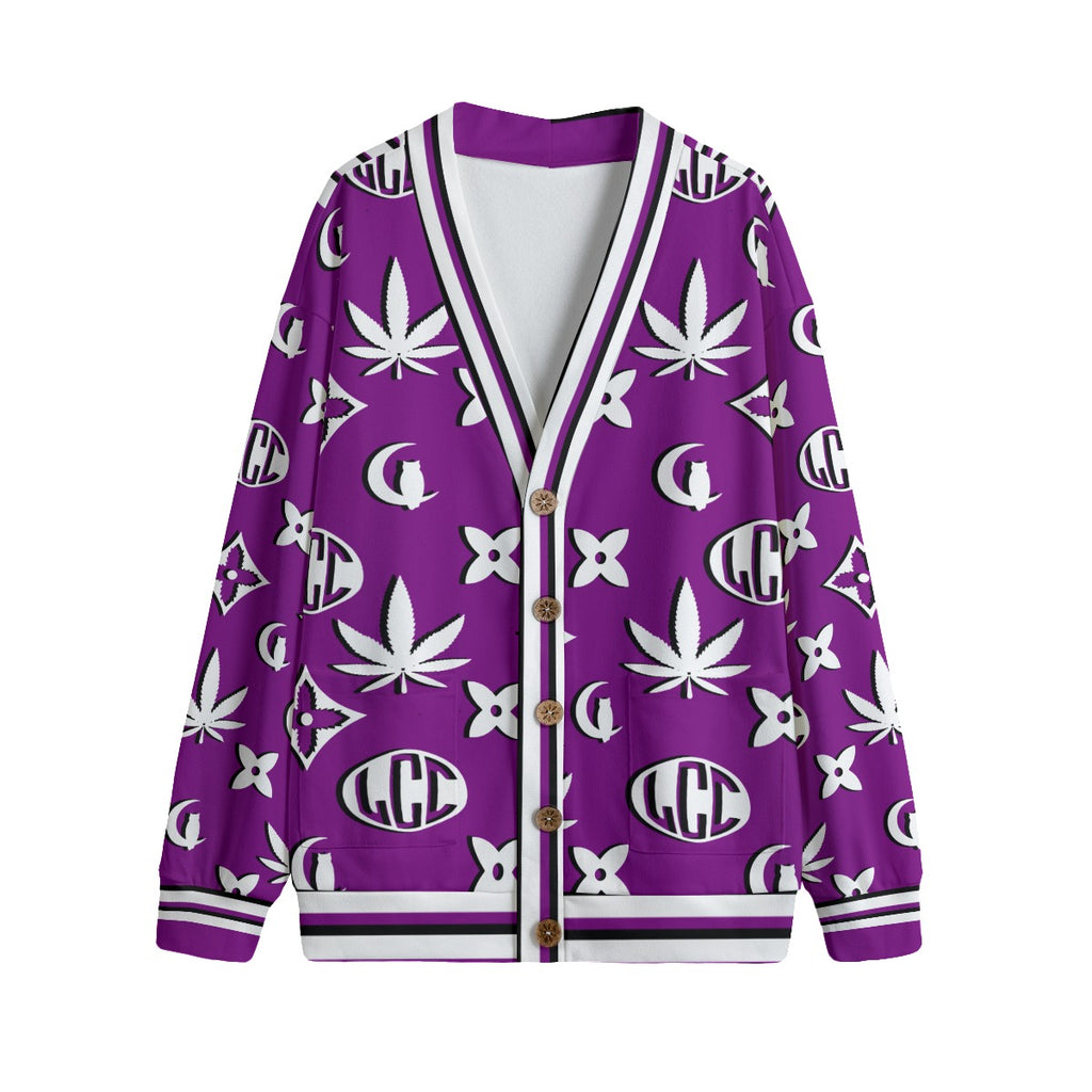 WEEDY LCC GRAPES Unisex V-neck Cardigan With Button Closure