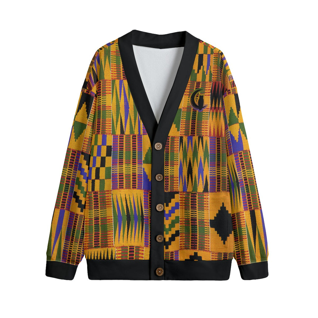 KENTE ATEF Unisex V-neck Cardigan With Button Closure