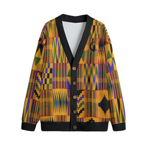 KENTE ATEF Unisex V-neck Cardigan With Button Closure