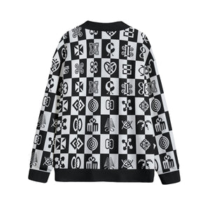 ADINKRA Unisex V-neck Cardigan With Button Closure