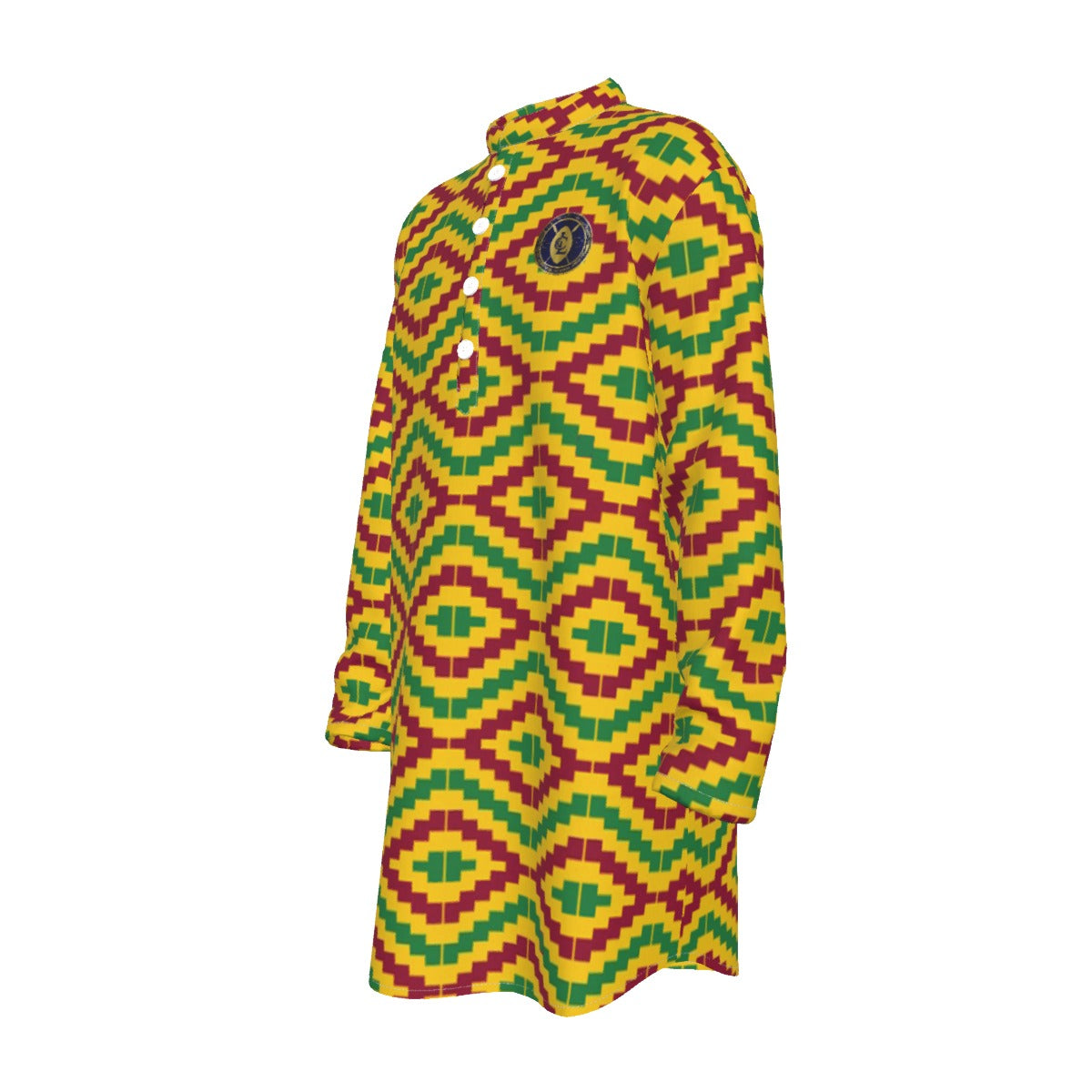 KENTE RASTA Men's Stand-up Collar Long Shirt