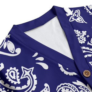 BANDANA PAISLEY NAVY Unisex Cardigan With Button Closure