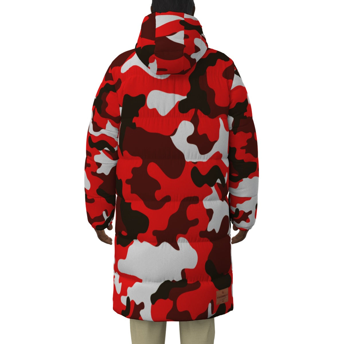CAMOUFLAGE RED Unisex Long Down Jacket