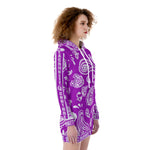 BANDANA PAISLEY GRAPES Women's Heavy Fleece Long Hoodie
