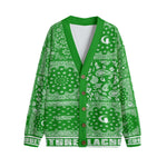 BANDANA MIX GREEN Unisex V-neck Cardigan With Button Closure