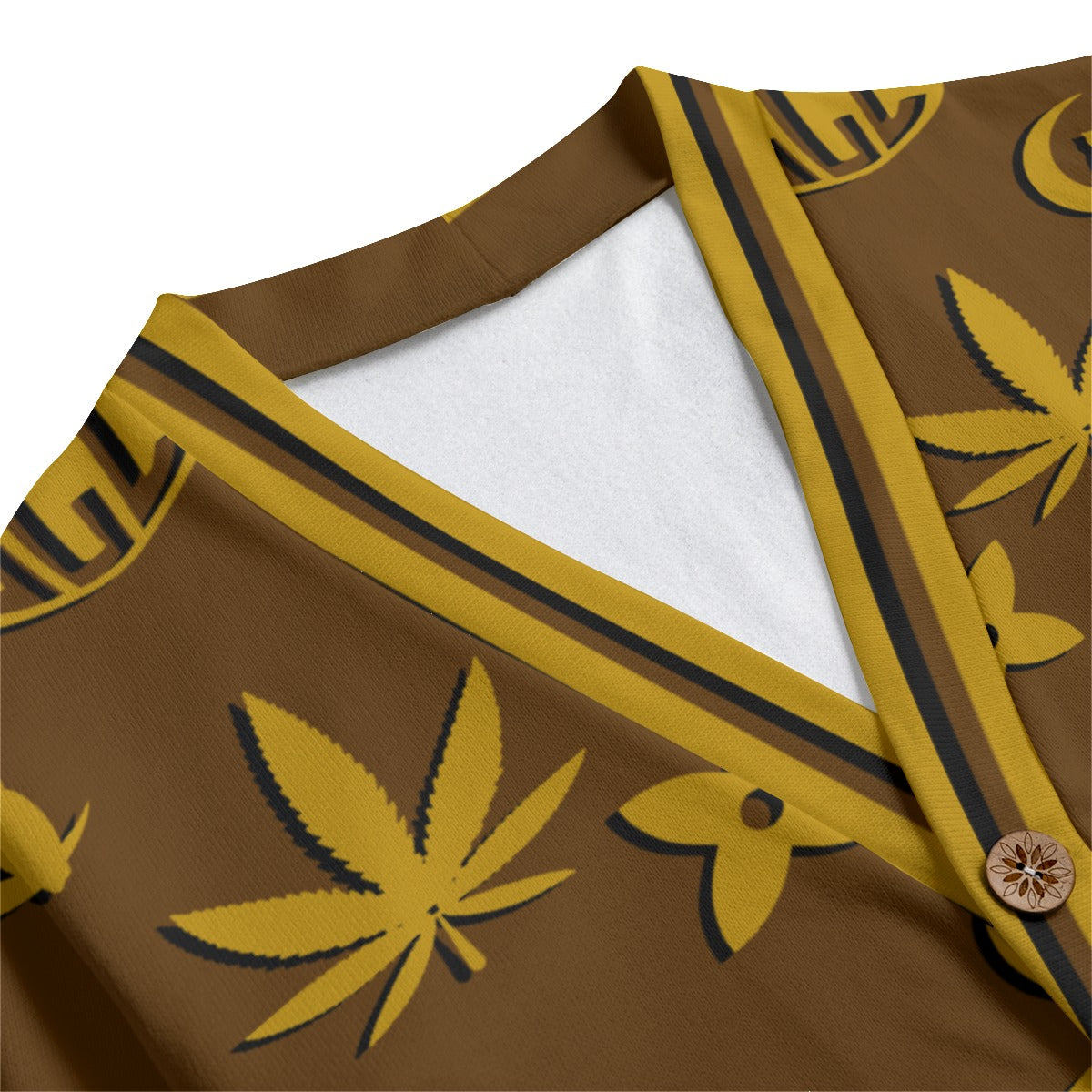 WEEDY LCC BRWNVT Unisex V-neck Cardigan With Button Closure