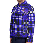 FLEXIN PLAID BLUE Unisex Lapel Jacket Cotton