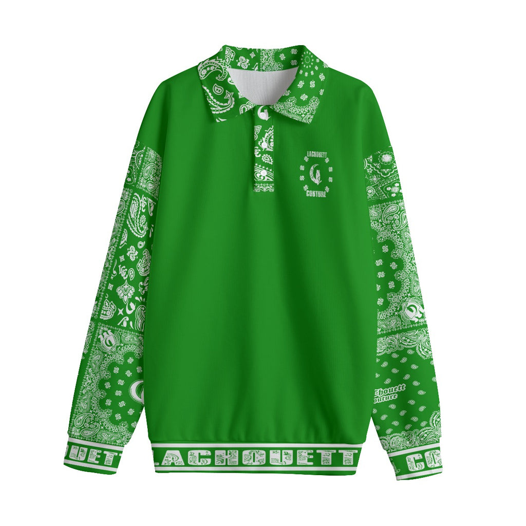 BANDANA MIX GREEN1 Unisex Lapel Collar Sweater
