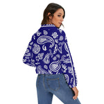 BANDANA PAISLEY NAVY Women's Stand Collard Jacket