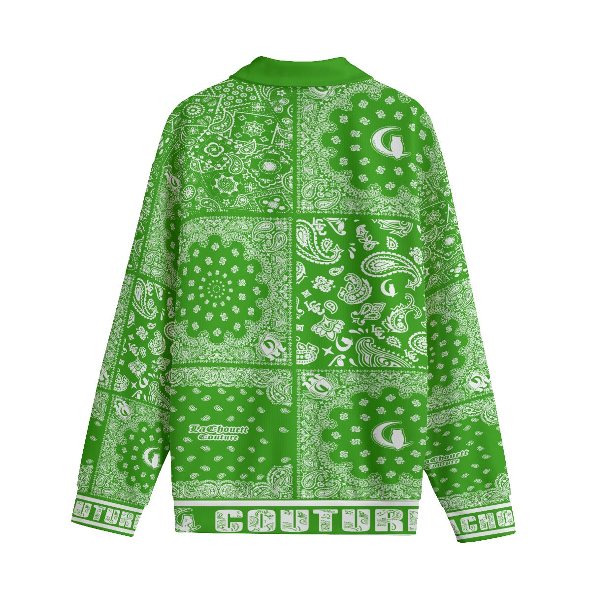 BANDANA MIX GREEN Unisex Lapel Collar Sweater