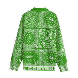 BANDANA MIX GREEN Unisex Lapel Collar Sweater