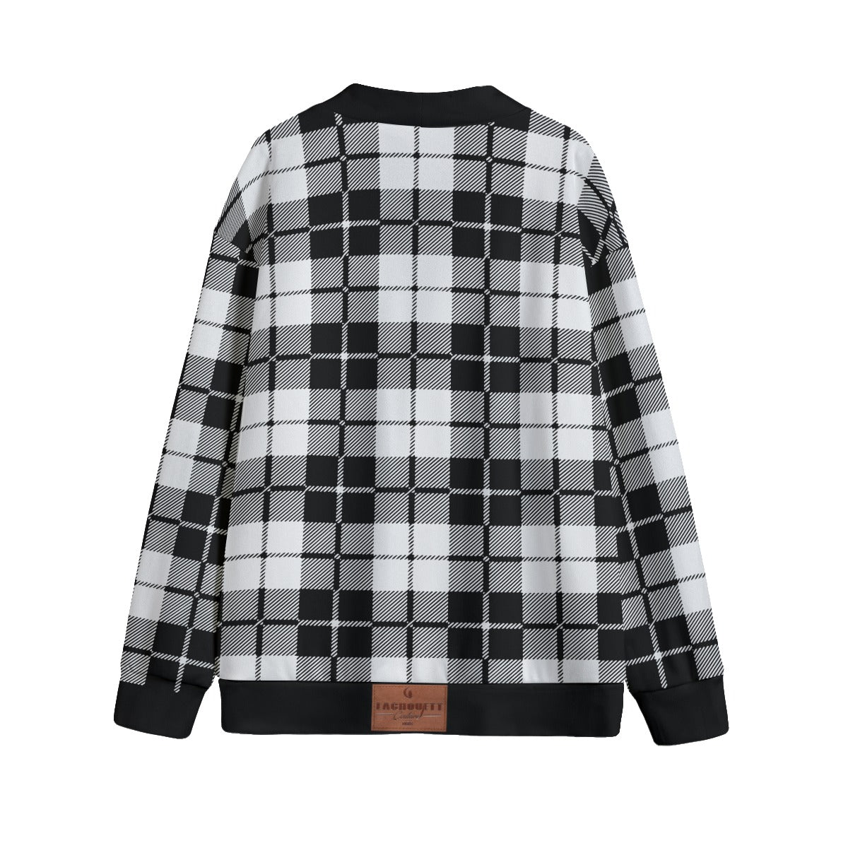 PLAID STYLE WHT Unisex Cardigan With Button Closure
