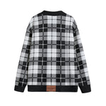 PLAID STYLE WHT Unisex Cardigan With Button Closure