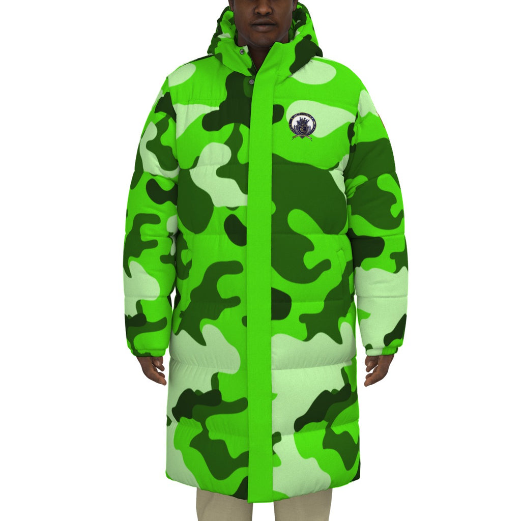 CAMOUFLAGE GREEN Unisex Long Down Jacket