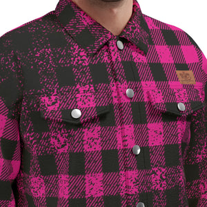 DUSTY PLAID GRPS Unisex Lapel Jacket  Cotton