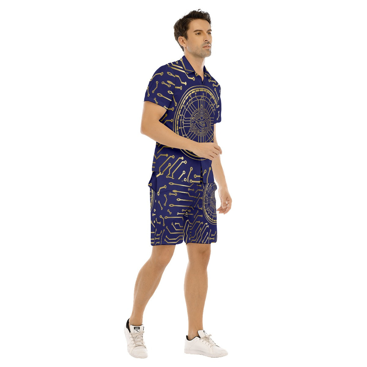 CRYPTO KMT NAVY Men's Short Sleeve Shirt Sets